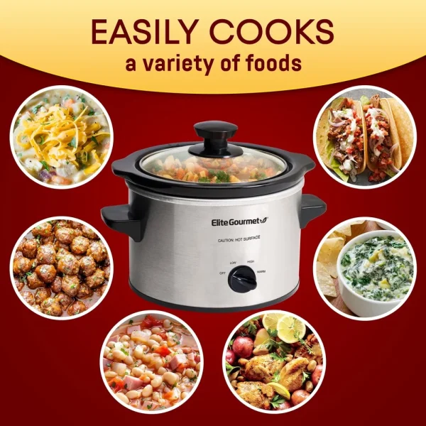 1.5Qt Mini Slow Cooker Stainless Steel Compact Appliance Adjustable Low High Warm Settings Soups Stews Dips Easy Clean - Image 5