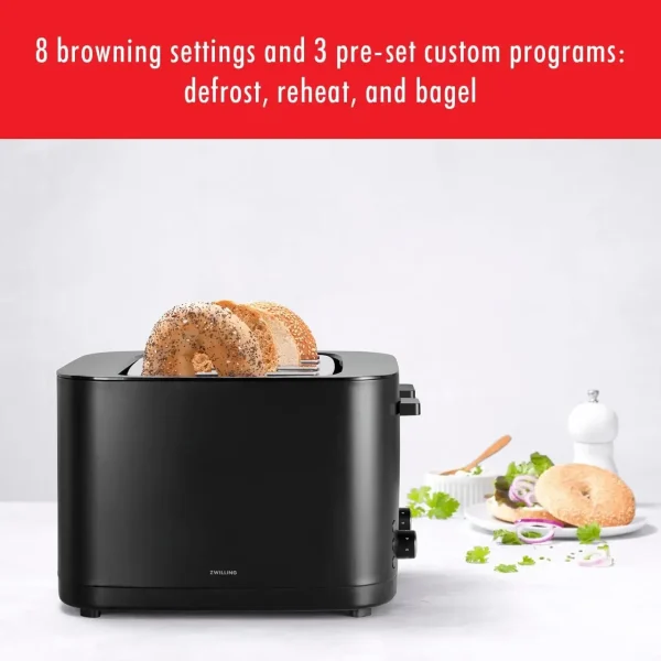 Enfinigy 4 Slice Toaster with Extra Wide 1.5" Slots for Bagels, 7 Toast Settings, Even Toasting, Reheat, Cancel, Defrost, Black - Image 3