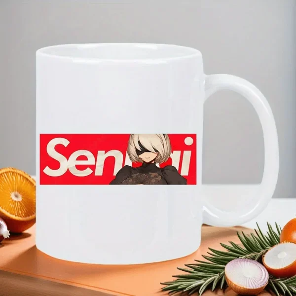 Senpai Anime Character Ceramic Mug - Unique Design, Perfect for Coffee and Tea Lovers, Ideal Gift for Anime Fans Water cup - Image 2