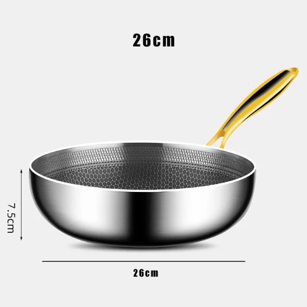 316 Stainless Steel Frying Pan Wok Non-stick Cooking Honeycomb Steak Gas Stove Pot Induction General Saucepan Kitchen Cookware - Image 7