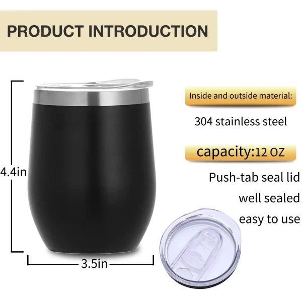 360ml Stainless Steel Eggshell Wine Tumbler Double Wall Vacuum Insulated Cup for Coffee Tea Office Home Travel - Image 5