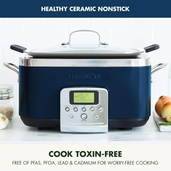 GreenPan Elite 8 - in -1 Programmable 6QT Electric Slow Cooker, Dishwasher Safe Lid & Removable Crock, PFAS-Free Healthy Ceramic - Image 2
