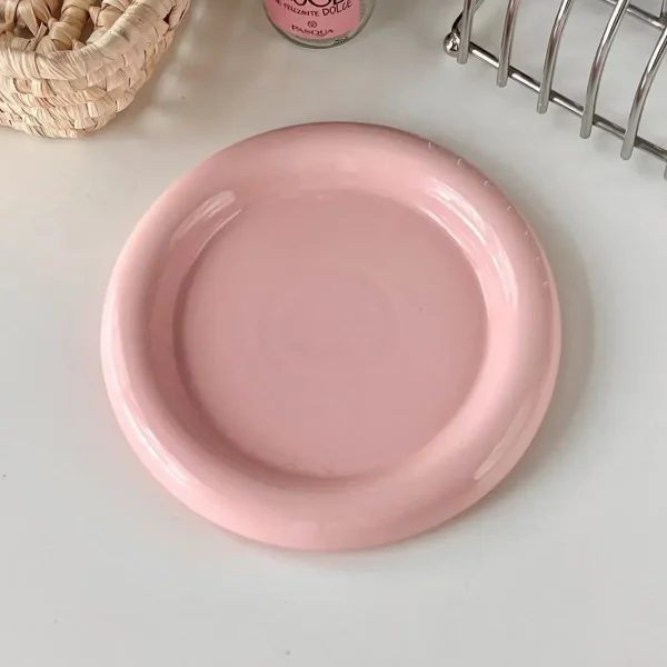 Round Ceramic Plate Thick-edged Western Food Plate Creative Steak Nordic Tableware Ceramic Plate Main Course Kitchen Utensils - Image 8