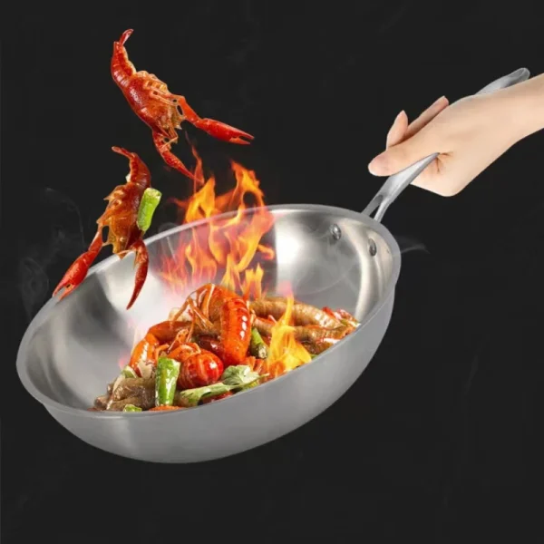 Stainless Steel Frying Pan, NonStick Pan Fried Steak Pot  Uncoated Kitchen Cookware For Gas Stove and Induction Cooker - Image 3