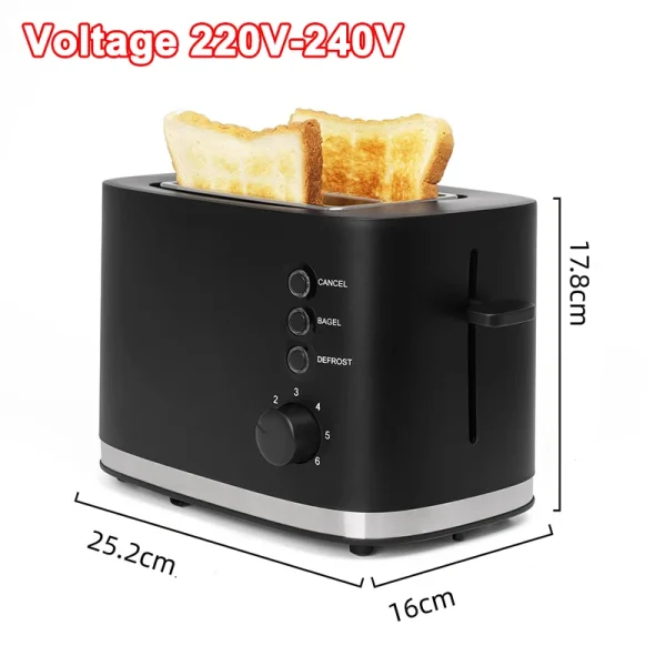 110V/220V Electric Toaster Automatic Bread Baking Machine Stainless steel Household Breakfast Toast Oven Sandwich Grill 2 Slices - Image 9