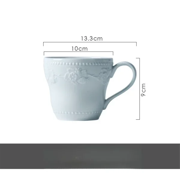 Embossed ceramic water cups, mugs, coffee and restaurant drink cups, high-end and light luxury household drinking utensils - Image 9