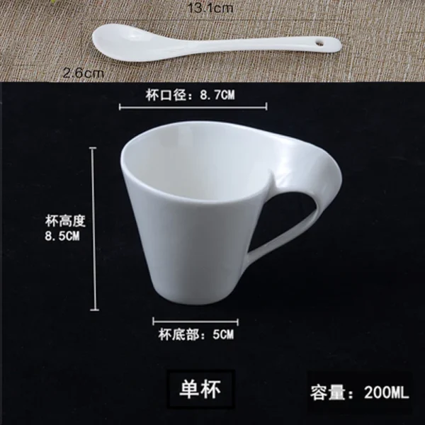 European Wave Porcelain Coffee Cup and Saucer Set White Ceramic Coffee Cup Breakfast Cup with Saucer Modern Home Decoration - Image 11