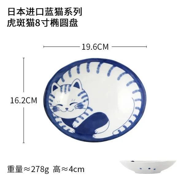 Cute Cat Ceramic Plate Japanese Plate Blue and White Porcelain Bowl Home Creative Personality Plate Home Kitchen Tableware - Image 14