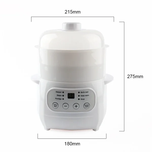 110V/220V Electric Ceramics Slow Cooker Water Stew Soup Porridge Health Pot Eggs Meal Steamer Simmer Baby Food Cooking Machine - Image 3