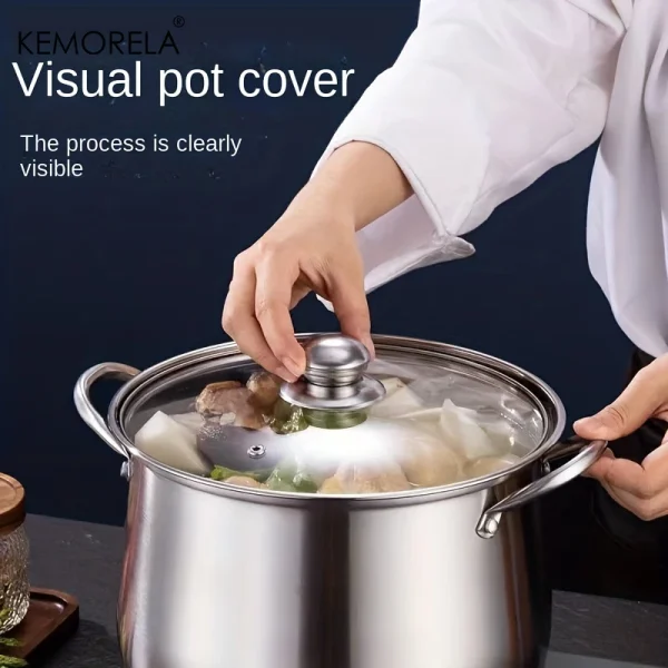 1Pc Stainless Steel Soup Pot Large Capacity Household Noodle Cooking Pot Stew Chicken Soup Induction Cooker Gas Stove Universal - Image 5