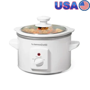 1.5Qt Mini Slow Cooker Stainless Steel Compact Kitchen Appliance with Removable Stoneware Pot Tempered Glass Lid Temperature