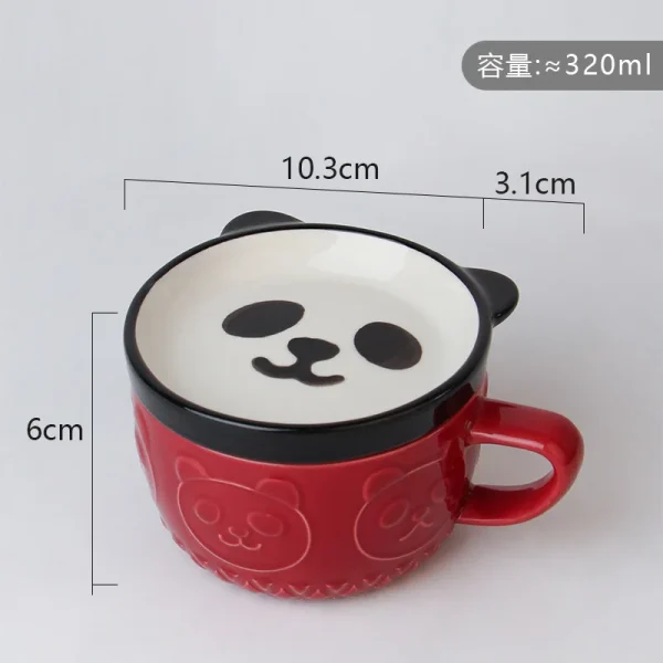 Japanese Cartoon Cat With Cover Coffee Cup Cute Breakfast Cup Creative Coffee Cup Milk Cup Couple Water Cup With Lid - Image 8