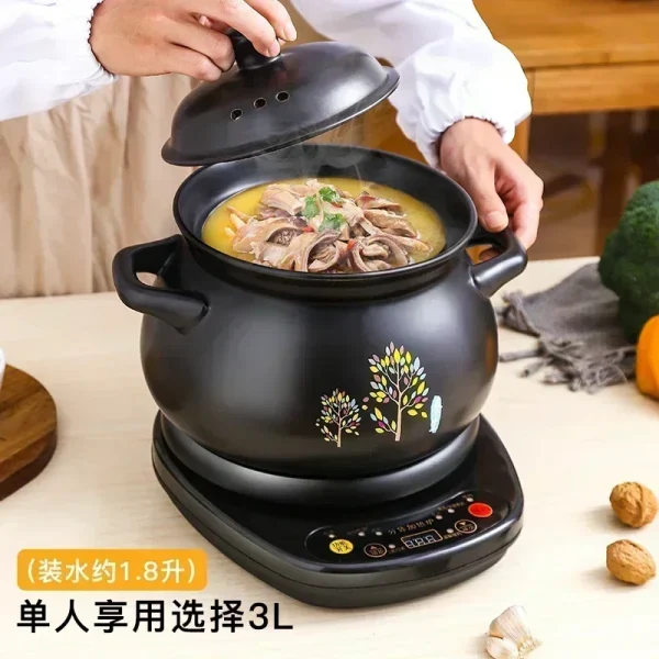 Electric Slow Cooker - Automatic Saucepan Casserole Stew Pot, Home Plug-in, Cuisine Intelligente Ceramic Crock Pot. - Image 7