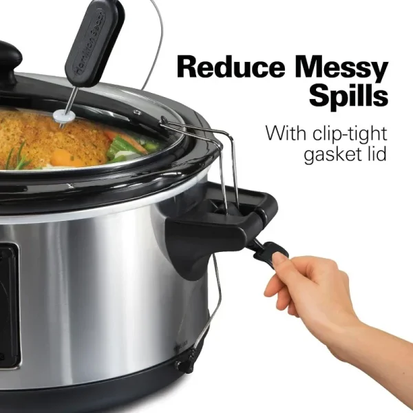 Hamilton Beach Portable 6 Quart Set & Forget Digital Programmable Slow Cooker Lock,Dishwasher Safe Crock & Lid,Temperature Probe - Image 4