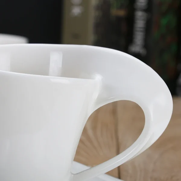 European Wave Porcelain Coffee Cup and Saucer Set White Ceramic Coffee Cup Breakfast Cup with Saucer Modern Home Decoration - Image 5