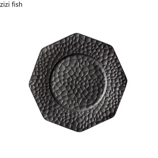 Retro Ceramic Plate Restaurant Hammer Pattern Dessert Plate Sushi Plate Pasta Dish Serving Plates Molecular Cuisine Tableware - Image 6