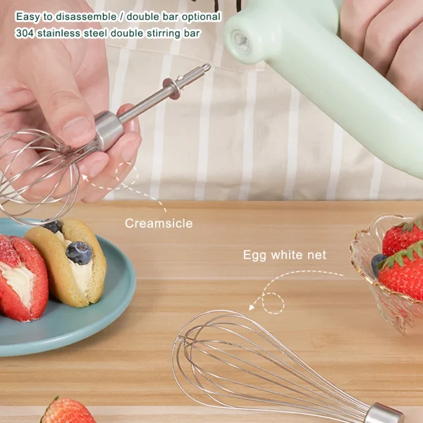 4 Gears Adjustable Egg Beater Electric Mixer Kitchen Gadget Quick Charging 1500mAh Battery-operating Convenience USB Charge - Image 5