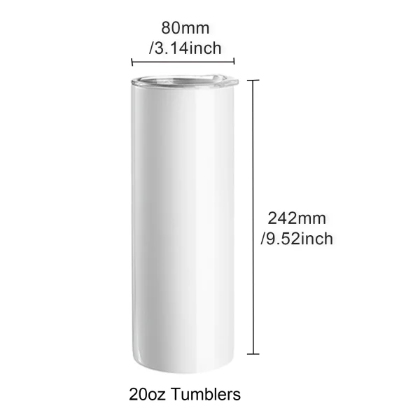 SucceBuy 8/12/14/16/24/50PC Straight Sublimation Tumblers Blank Tumbler Bulk Stainless Steel Double Tumbler Cups Heat Transfer - Image 6