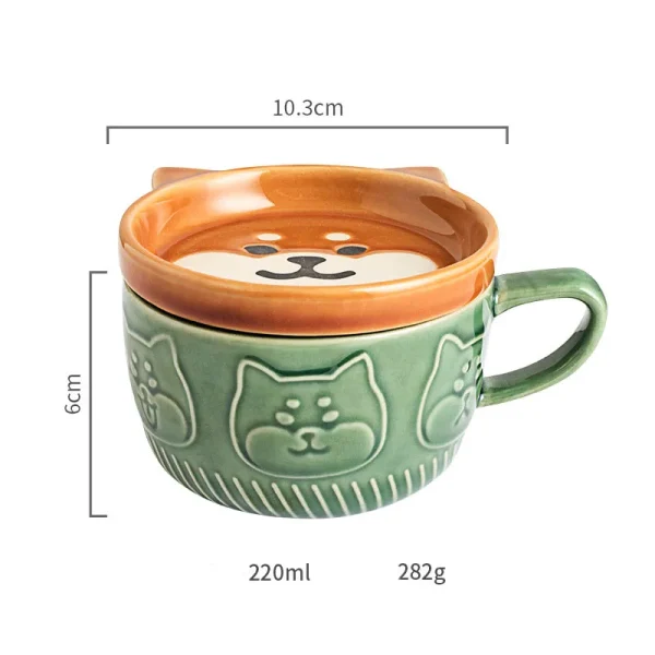 Japanese Cartoon Cat With Cover Coffee Cup Cute Breakfast Cup Creative Coffee Cup Milk Cup Couple Water Cup With Lid - Image 9