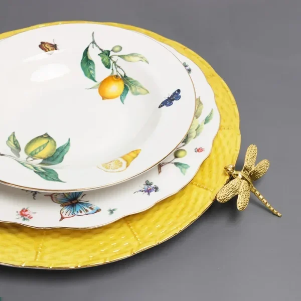 Assiette Questeak en céramique à motif de citron européen, bol, fruits, bonbons, Dim Sum, cuisine occidentale, plats - Image 4