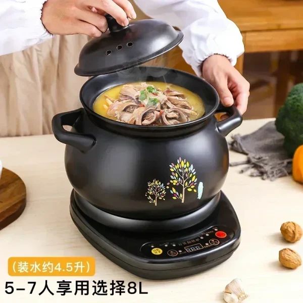 Electric Slow Cooker - Automatic Saucepan Casserole Stew Pot, Home Plug-in, Cuisine Intelligente Ceramic Crock Pot. - Image 13