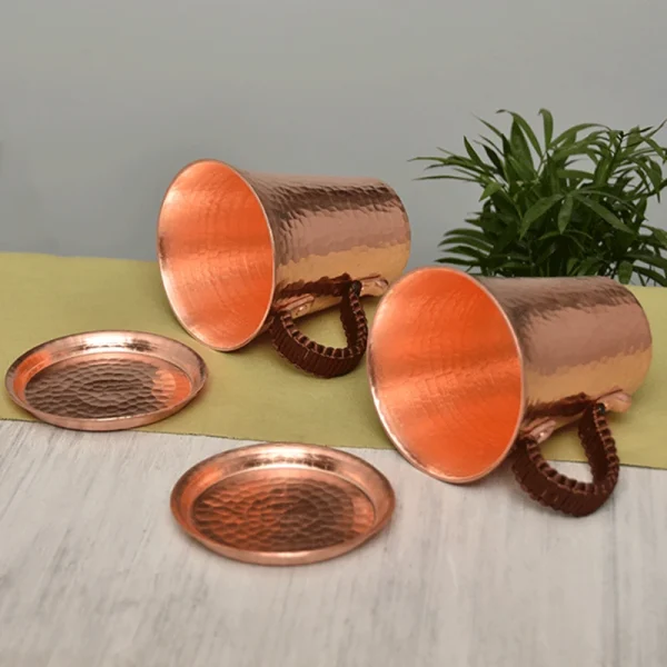 Pure Copper Beer Coffee Cup And Cover Disc Milk Mug Retro Handcrafted Weave Handle 350ml Drinking Cups Drinkware Couple Gifts - Image 4