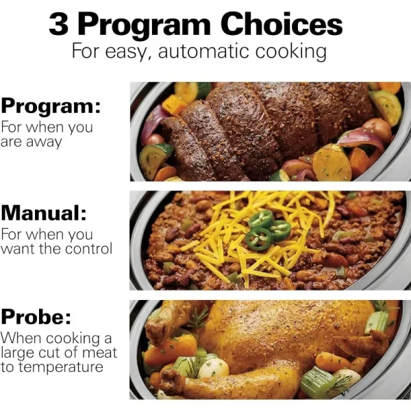 Hamilton Beach Portable 6 Quart Set & Forget Digital Programmable Slow Cooker Lock,Dishwasher Safe Crock & Lid,Temperature Probe - Image 5