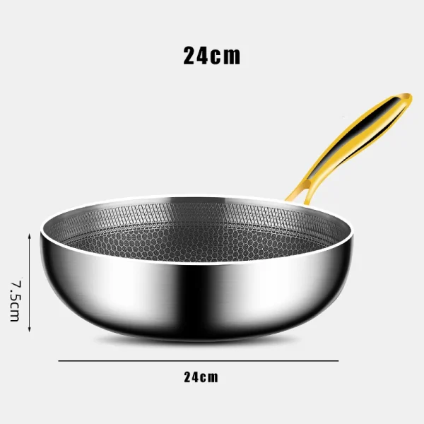 316 Stainless Steel Frying Pan Wok Non-stick Cooking Honeycomb Steak Gas Stove Pot Induction General Saucepan Kitchen Cookware - Image 8