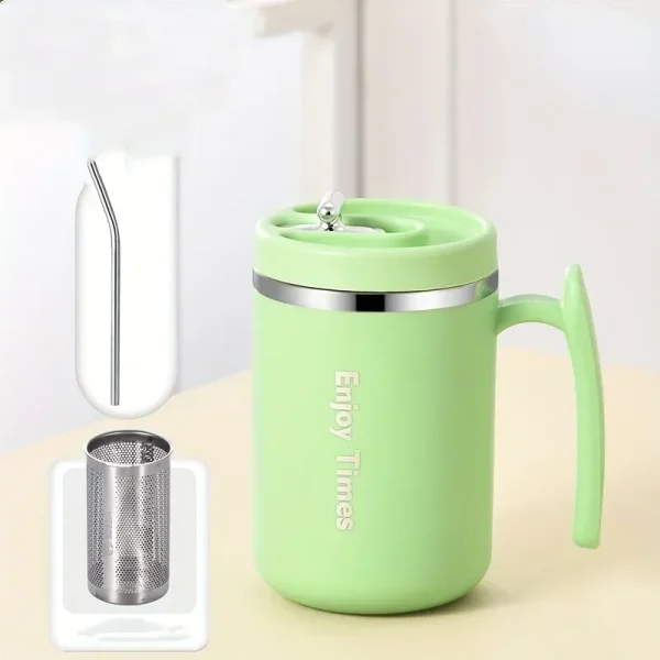 304 Stainless Steel Coffee Mug With Lid Tea Cup Thermal Mug With Tea Strainer And Straw Water Bottle - Image 9