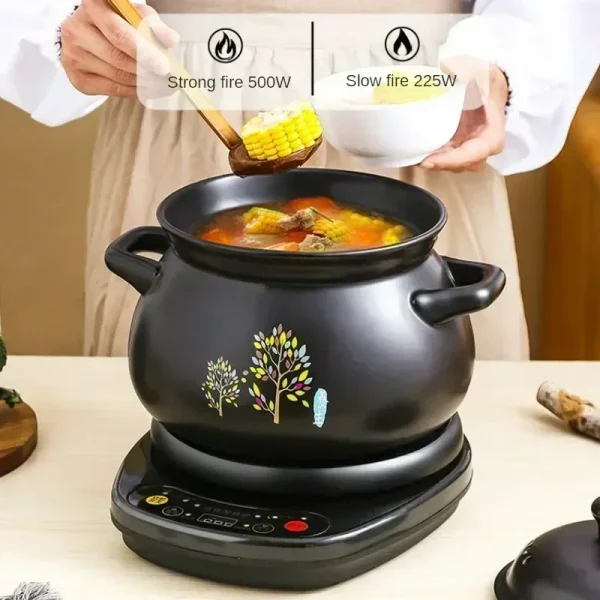 Electric Slow Cooker - Automatic Saucepan Casserole Stew Pot, Home Plug-in, Cuisine Intelligente Ceramic Crock Pot. - Image 4