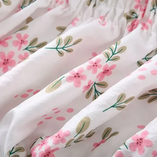 Sweet Broken Flower Slash Neck Women Blouse Agaric Edge Pleat Design Slim Elastic Waist Cropped Top Cute Chiffon T-shirt Summer - Image 3