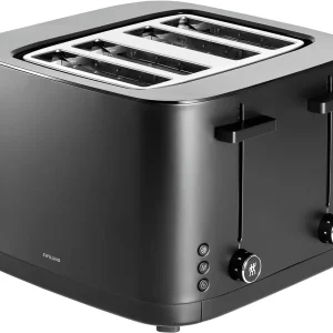 Enfinigy 4 Slice Toaster with Extra Wide 1.5" Slots for Bagels, 7 Toast Settings, Even Toasting, Reheat, Cancel, Defrost, Black