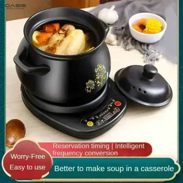 Electric Slow Cooker - Automatic Saucepan Casserole Stew Pot, Home Plug-in, Cuisine Intelligente Ceramic Crock Pot. - Image 2
