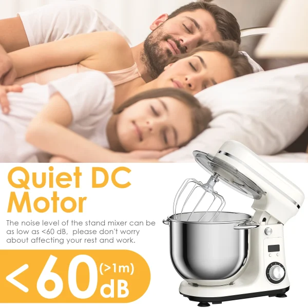 BioloMix Kitchen Food Stand Mixer, Blender, Quiet Motor, Cream Egg Whisk, Whip Dough Kneader, 6-Speed, 1200 W, 6 L, DC - Image 3