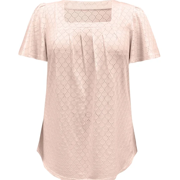 Plus size spring and summer fashionable and elegant hollow tops for women office wear loose ruffle sleeves versatile tops for - Image 3