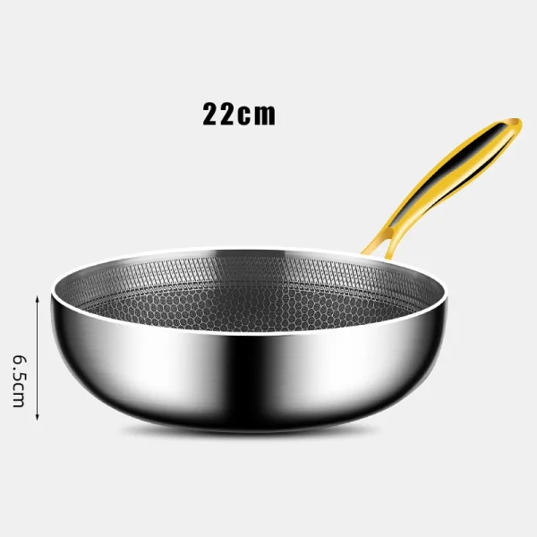 316 Stainless Steel Frying Pan Wok Non-stick Cooking Honeycomb Steak Gas Stove Pot Induction General Saucepan Kitchen Cookware - Image 9