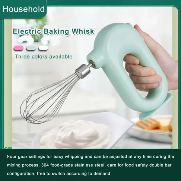 4 Gears Adjustable Egg Beater Electric Mixer Kitchen Gadget Quick Charging 1500mAh Battery-operating Convenience USB Charge - Image 4