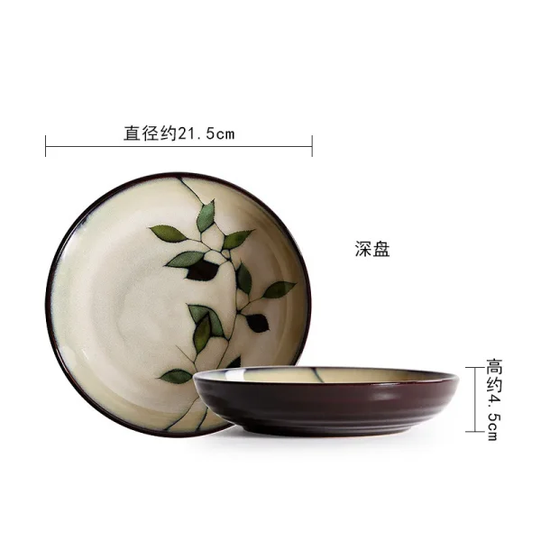 1Pcs Creative Painted Kiln Glazed Leaf Ceramic Plate Tableware Western Steak Salad Dessert Cake Sushi Storage Decoration Plate - Image 9