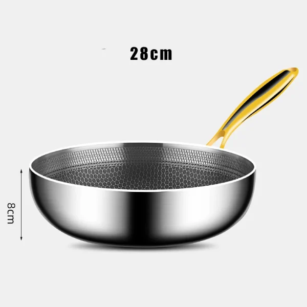 316 Stainless Steel Frying Pan Wok Non-stick Cooking Honeycomb Steak Gas Stove Pot Induction General Saucepan Kitchen Cookware - Image 10
