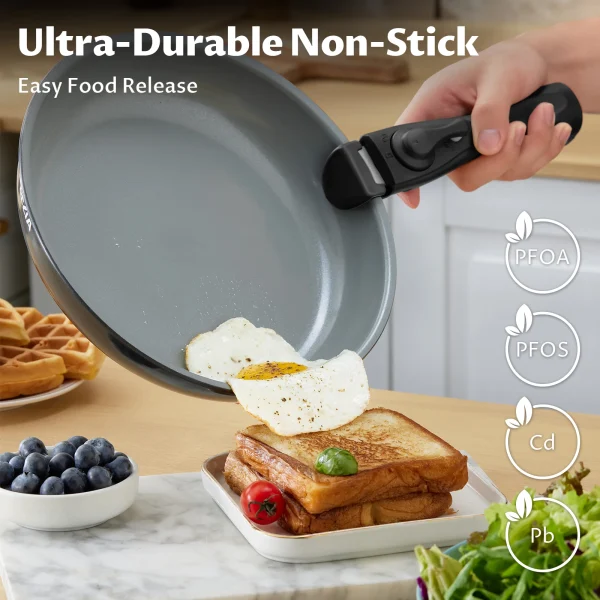 Induction Cookware with Healthy Ceramic Coating, Nonstick Pots and Pans Set 13pcs with Detachable Handles - Image 3