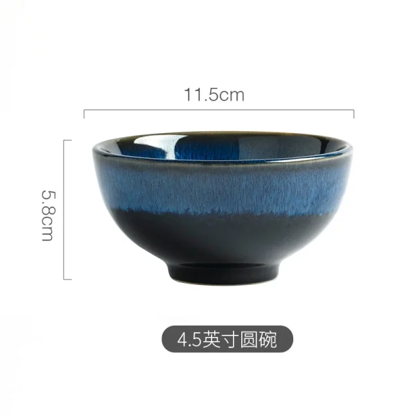 Japanese Blue Kiln Change Ceramic Tableware American Tableware Retro Household Dishes Set Rice Bowl Dishes Restaurant Plate - Image 6