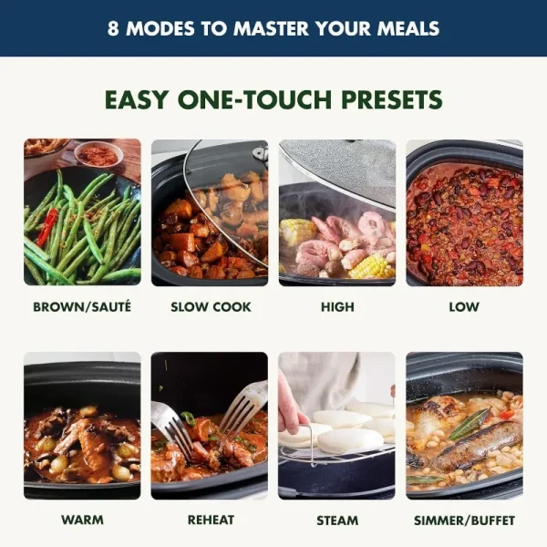 GreenPan Elite 8 - in -1 Programmable 6QT Electric Slow Cooker, Dishwasher Safe Lid & Removable Crock, PFAS-Free Healthy Ceramic - Image 3