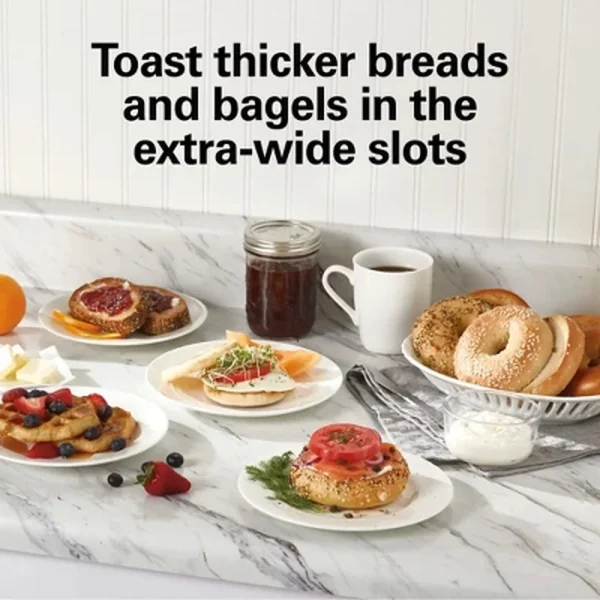 Retro 2 Slice Metal Toaster 750W Extra Wide Slots Toast Boost Cancel Button 7 Toast Shades Auto Shutoff Crumb Tray Kitchen - Image 3