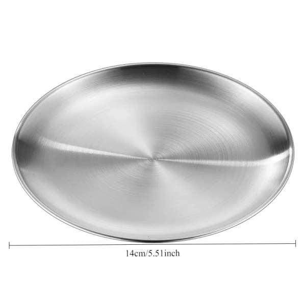Gold Stainless Steels Round Plate Rust-Proof Shallow Tray Plate Camping Plate BBQ Picnic Dishes Cookware - Image 2