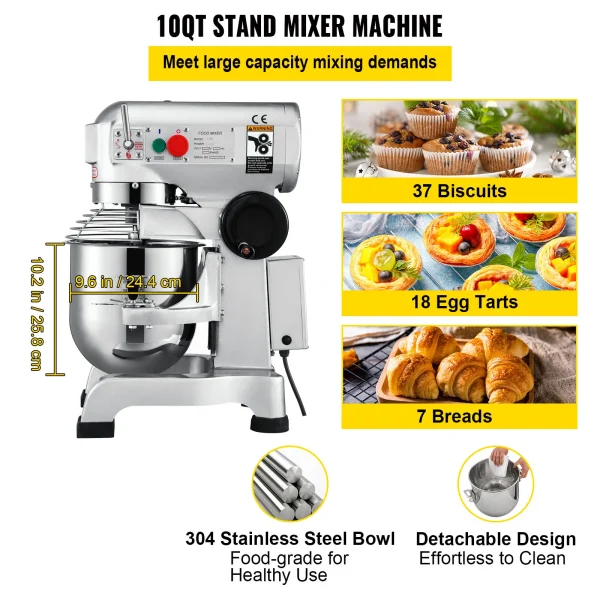 SucceBuy 10 15 20 30L Electric Dough Machine Stainless Steel Commercial Cream  Whisk Mixer Processor Kitchen Food Stand Blender - Image 3
