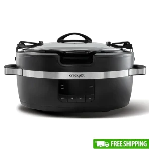 6 Quart Digital Slow Cooker Programmable Timer Insulated Design Automatic Keep Warm Touch Control Easy Carry Handles Dishwasher