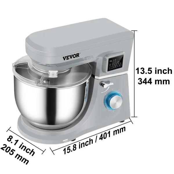 SucceBuy 5.5/7LElectric Stand Mixer with 6Speeds LCD Screen Timing Food Mixer Cream Egg Whisk Whip Dough Kneader With Steel Bowl - Image 9