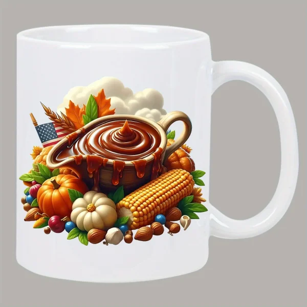 Thanksgiving Feast Ceramic Mug - Festive Harvest Design, Perfect Gift for Coffee Lovers and Holiday Celebrations Water cup - Image 4