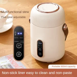 220V 900ML Electric Stewing Cup Multi Cooker Portable Slow Cooker Mini Hot Pot Porridge Cooking Machine