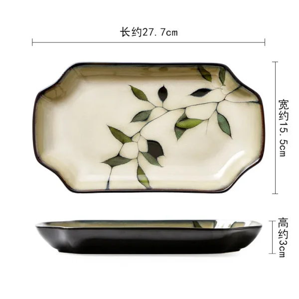 1Pcs Creative Painted Kiln Glazed Leaf Ceramic Plate Tableware Western Steak Salad Dessert Cake Sushi Storage Decoration Plate - Image 14